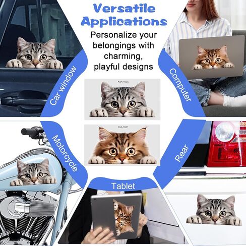 2Pcs Cute Peeking Sneaky Cat Car Sticker, Funny Cat Car Bumper Sticker, 11.8 × 6 in Vinyl Decal for Cars,Windows,Laptops, Motorcycle Wall in Saudi Arabia