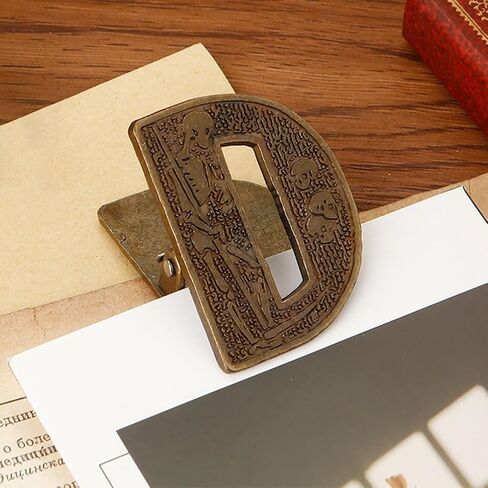 مشبك ورق معدني، مشبك مجلة عتيق، حرف A، حامل صفحة مزخرف زنبركي قوي، ملحقات دفتر يوميات سحرية للمسافر، مشابك لمجلة مخطط، بطاقة بريدية، صورة in Kuwait