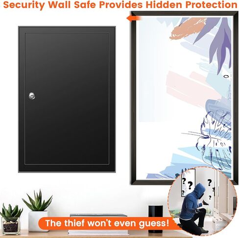 22.05" Tall Wall Safes Between the Studs with Removable Shelf, Lockable Home Safe Box with 10 Hooks for Keys Jewellery, in Wall Safe for Money Medicines Valuables in Kuwait