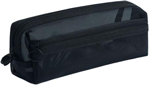 Mesh Pen Bag Transparent Breathable Zipper Exam Supplies Organizer Aesthetic Stationery Portable Stationery(Black) in Saudi Arabia