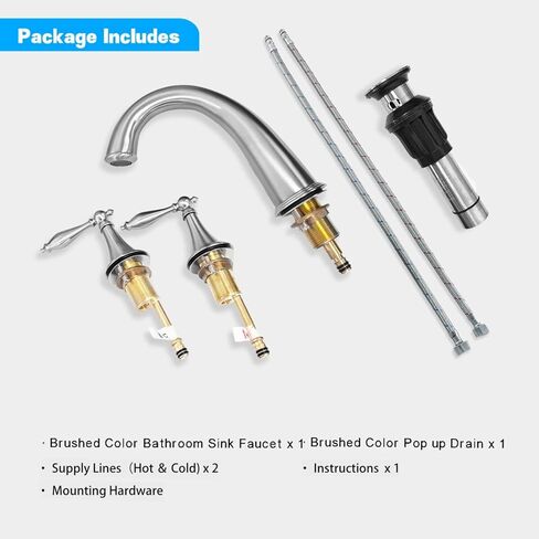 صنبور حمام SaniteModar، صنبور حمام ذهبي، صنبور حوض حمام من النحاس المصقول واسع الانتشار 3 فتحات، مقبضان صنبور 8 بوصة، كروم ذهبي مصقول... in Kuwait