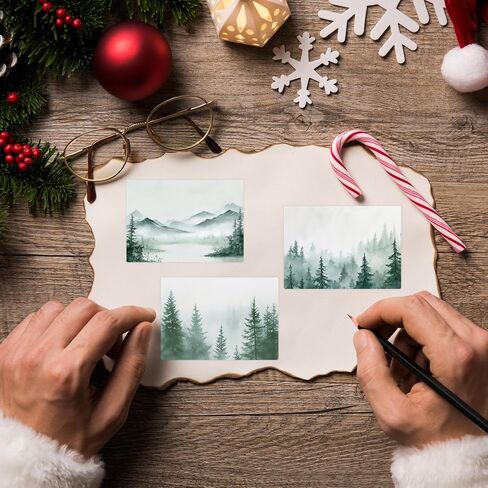 400 Pcs Forest Name Tags Gift Tag Stickers Christmas Watercolor Pine Tree Self Adhesive Name Label Stickers Decals for Xmas Winter Holiday Present Decor in Saudi Arabia