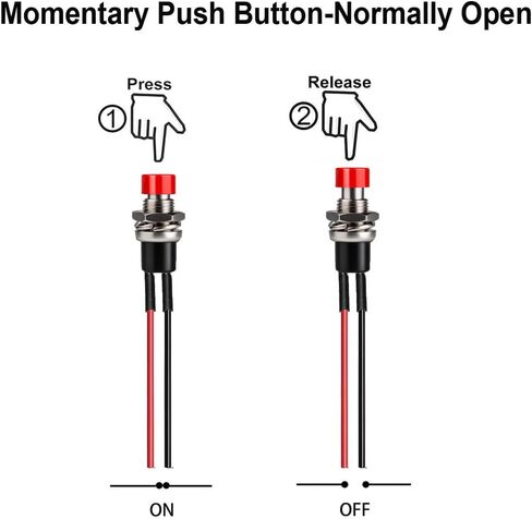 10pcs 7mm 3V-6V-12V-24V-230V/1A Prewired Mini Momentary Push Button,SPST Nomal Open ON/Off 2 Pin Round Button for Model Railway Hobby(Red) in Kuwait