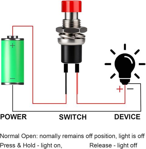 10pcs 7mm 3V-6V-12V-24V-230V/1A Prewired Mini Momentary Push Button,SPST Nomal Open ON/Off 2 Pin Round Button for Model Railway Hobby(Red) in Kuwait
