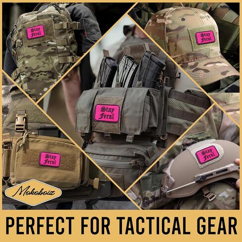 Pink Stay Feral 3 Inches Hook and Loop Embroidered Applique Patches, Aesthetic Fantasy Embroidery Patch, DIY Accessories for Backpacks Army Vests Dog Harness Clothes, Gifts for Book Lover in Saudi Arabia