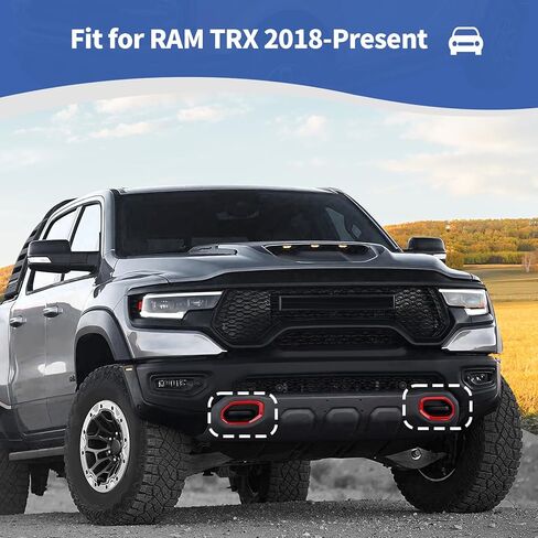 ل RAM TRX المصد الأمامي سحب هوك غطاء الكسوة صالح لل RAM TRX 2018-الحاضر الأحمر الخارجي اكسسوارات 2 قطعة in Kuwait