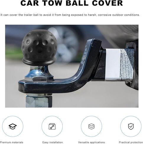 2 PCS Trailer Ball Cover, 2 Inch ID Dustproof Rubber Towball Protective Cover Replacement, Universal Waterproof Towing Hitch Ball Sleeve Cap for Truck RV Boat Caravan (Black) in Saudi Arabia
