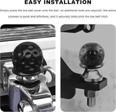 2 PCS Trailer Ball Cover, 2 Inch ID Dustproof Rubber Towball Protective Cover Replacement, Universal Waterproof Towing Hitch Ball Sleeve Cap for Truck RV Boat Caravan (Black) in Saudi Arabia