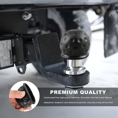 2 PCS Trailer Ball Cover, 2 Inch ID Dustproof Rubber Towball Protective Cover Replacement, Universal Waterproof Towing Hitch Ball Sleeve Cap for Truck RV Boat Caravan (Black) in Saudi Arabia