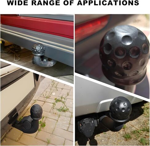 2 PCS Trailer Ball Cover, 2 Inch ID Dustproof Rubber Towball Protective Cover Replacement, Universal Waterproof Towing Hitch Ball Sleeve Cap for Truck RV Boat Caravan (Black) in Saudi Arabia