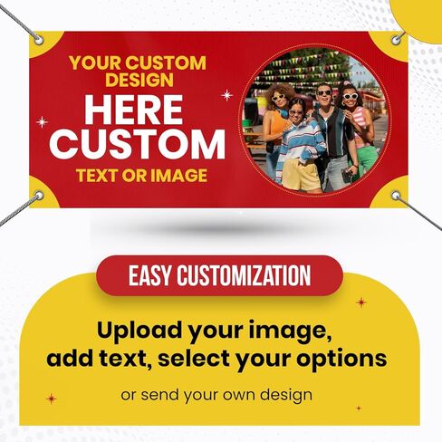 لافتات مخصصة من PosterJet - لافتة فينيل مخصصة للأعمال والأحداث وأعياد الميلاد وحفلات الزفاف - قم بإنشاء لافتة خاصة بك مع النص والألوان وخيار التصميم (1 × 1 قدم) in Kuwait