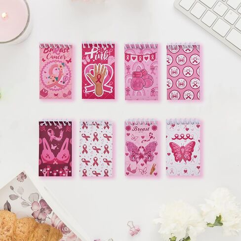 Heran 16 Pack Breast Cancer Awareness Pink Ribbon Notebooks, Birthday Christmas Halloween Gifts for Breast Cancer Patients, Present Set for Women Girl Nurses Hospital School Office Charity Event in Saudi Arabia