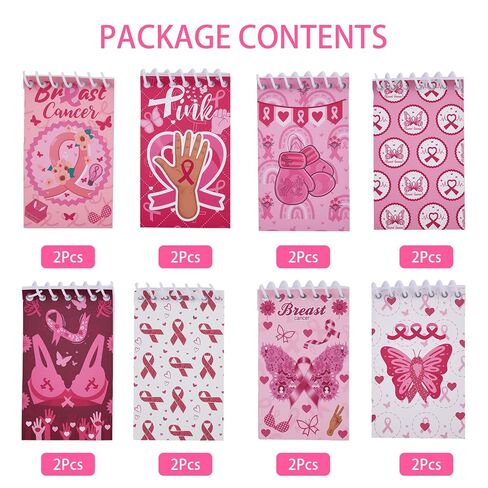 Heran 16 Pack Breast Cancer Awareness Pink Ribbon Notebooks, Birthday Christmas Halloween Gifts for Breast Cancer Patients, Present Set for Women Girl Nurses Hospital School Office Charity Event in Saudi Arabia