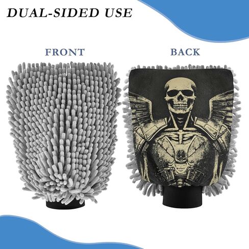 AIXIWAWA Car Wash Mitt Washing Glove Scratch Free Water Absorbent 2 Pack Medium Machine Skull Print in Saudi Arabia