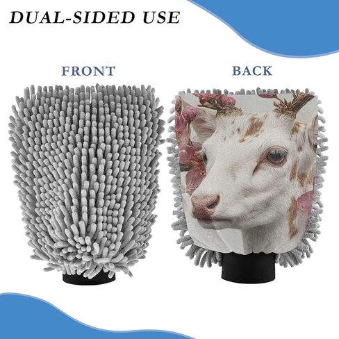 AIXIWAWA White Deer Print Car Wash Mitt Washing Glove Scratch Free Water Absorbent 2 Pack Medium in Saudi Arabia