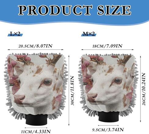AIXIWAWA White Deer Print Car Wash Mitt Washing Glove Scratch Free Water Absorbent 2 Pack Medium in Saudi Arabia