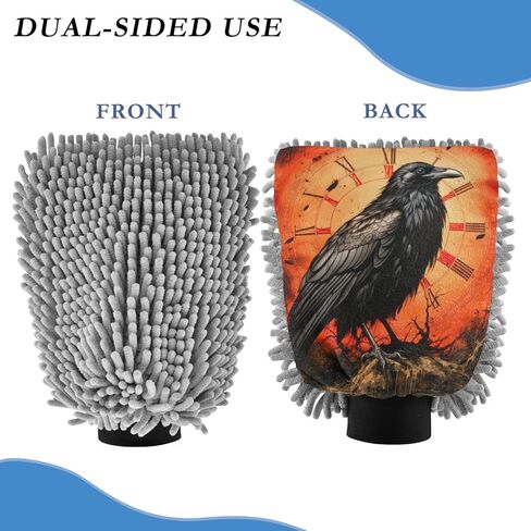AIXIWAWA Car Wash Mitt Washing Glove Scratch Free Water Absorbent 2 Pack Large The War Crow Print in Saudi Arabia