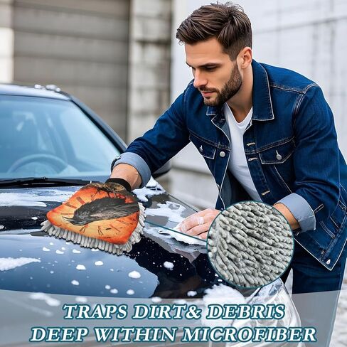 AIXIWAWA Car Wash Mitt Washing Glove Scratch Free Water Absorbent 2 Pack Large The War Crow Print in Saudi Arabia