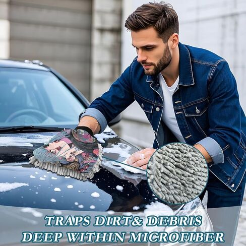 AIXIWAWA Car Wash Mitt Washing Glove Scratch Free Water Absorbent 2 Pack Medium Anime Samurai Print in Saudi Arabia