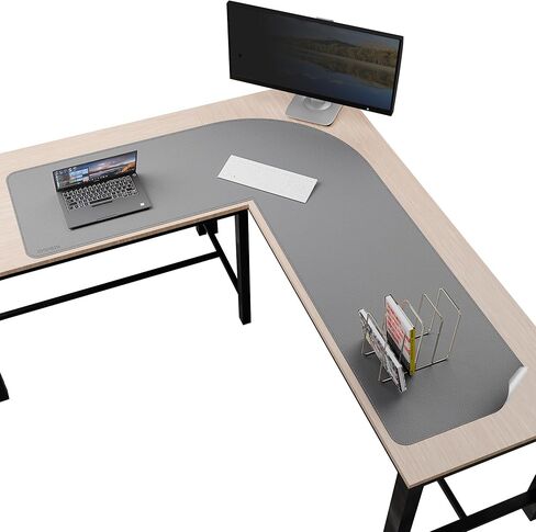 L-Shaped Desk Pad, Dual Sided Corner Desk Mat (57.1"+ 57.1") x 19.7", Computer Office Mouse pad Writing Table Pad for Home Office - Black in Saudi Arabia