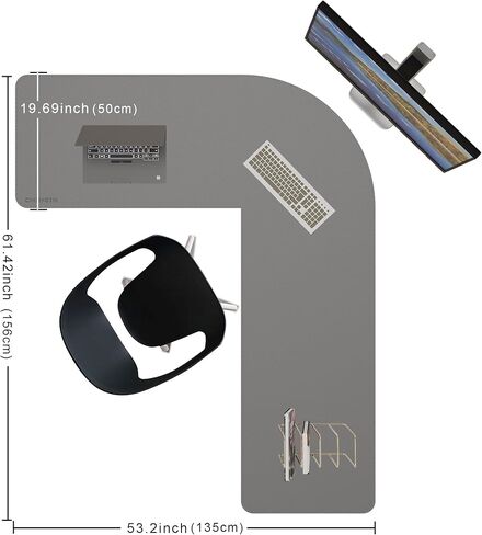 L-Shaped Desk Pad, Dual Sided Corner Desk Mat (57.1"+ 57.1") x 19.7", Computer Office Mouse pad Writing Table Pad for Home Office - Black in Saudi Arabia
