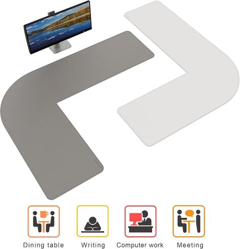 L-Shaped Desk Pad, Dual Sided Corner Desk Mat (57.1"+ 57.1") x 19.7", Computer Office Mouse pad Writing Table Pad for Home Office - Black in Saudi Arabia
