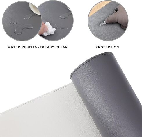 L-Shaped Desk Pad, Dual Sided Corner Desk Mat (57.1"+ 57.1") x 19.7", Computer Office Mouse pad Writing Table Pad for Home Office - Black in Saudi Arabia