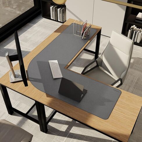 L-Shaped Desk Pad, Dual Sided Corner Desk Mat (57.1"+ 57.1") x 19.7", Computer Office Mouse pad Writing Table Pad for Home Office - Black in Saudi Arabia