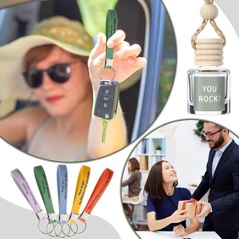 Thyle 20 Sets Hanging Car Air Freshener Diffuser Bottles Employee Appreciation Gifts Bulk with Inspirational Keychain and Thank You Card Empty Car Essential Perfume Pendant Bottle for Staff Coworker in Kuwait