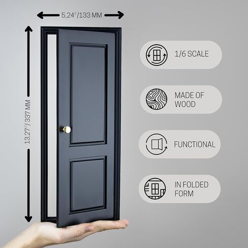 1/6 Scale Wooden Dollhouse 2 Panel Door – 2-Panel Design with Handles – Classic Design – Easy Installation– Multiple Colors Available (White) in Saudi Arabia