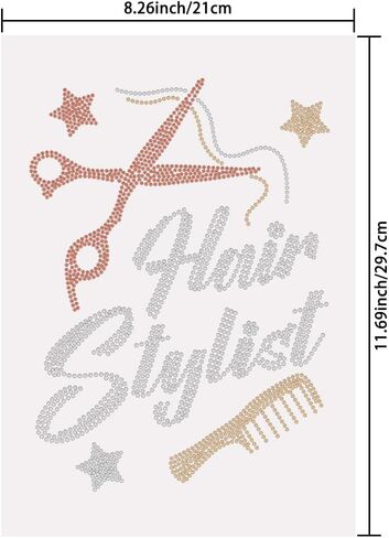 SUPERDANT Hair Stylist Iron on Rhinestones Transfer Barber's Tool Crystal Heat Transfer Stickers Iron on Decals Barber Clothing Customization Rhinestone Patches for T-Shirt Clothing DIY Art Craft in Saudi Arabia