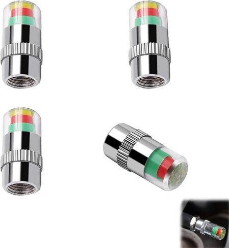 4 قطع أغطية جذعية صمام مراقبة ضغط إطارات السيارة العالمية 2.4Bar 36PSI مؤشر مستشعر مراقبة ضغط إطارات السيارة مع 3 ألوان تنبيه العين للسيارة in Saudi Arabia