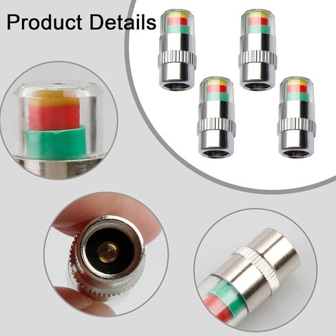 4 قطع أغطية جذعية صمام مراقبة ضغط إطارات السيارة العالمية 2.4Bar 36PSI مؤشر مستشعر مراقبة ضغط إطارات السيارة مع 3 ألوان تنبيه العين للسيارة in Saudi Arabia