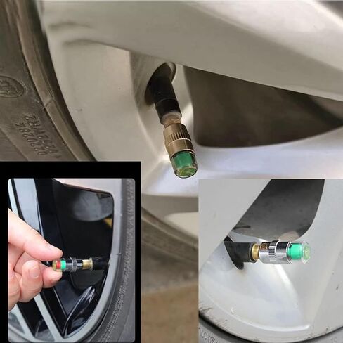 4 قطع أغطية جذعية صمام مراقبة ضغط إطارات السيارة العالمية 2.4Bar 36PSI مؤشر مستشعر مراقبة ضغط إطارات السيارة مع 3 ألوان تنبيه العين للسيارة in Saudi Arabia