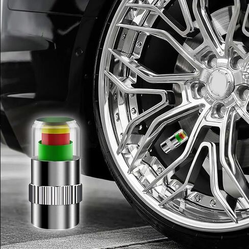 4 قطع أغطية جذعية صمام مراقبة ضغط إطارات السيارة العالمية 2.4Bar 36PSI مؤشر مستشعر مراقبة ضغط إطارات السيارة مع 3 ألوان تنبيه العين للسيارة in Saudi Arabia