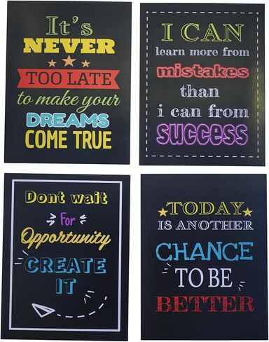WH SIGNATURE Motivational Classroom Posters Set – Positive Mindset Wall Art for Bulletin Boards & Decorations, School or Office Decor, Pack of 4 in Saudi Arabia