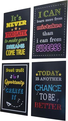 WH SIGNATURE Motivational Classroom Posters Set – Positive Mindset Wall Art for Bulletin Boards & Decorations, School or Office Decor, Pack of 4 in Saudi Arabia