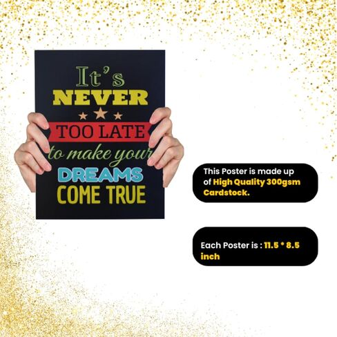 WH SIGNATURE Motivational Classroom Posters Set – Positive Mindset Wall Art for Bulletin Boards & Decorations, School or Office Decor, Pack of 4 in Saudi Arabia