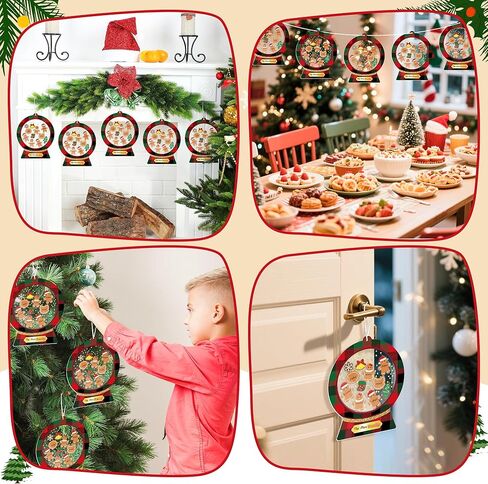 مجموعة B1ykin Christmas Shaking Globe Craft Kit - 12 قطعة من أفراد العائلة DIY بأسماء زينة معلقة على شكل كرة ثلجية مع قلم تحديد ماسي لامع، ديكور حفلة شجرة عيد الميلاد للأنشطة المدرسية المنزلية (خبز الزنجبيل) in Kuwait