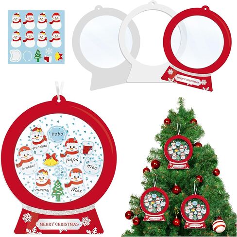 B1ykin Christmas Shaking Globe Craft Kit - 12Pcs DIY Family Members Names Snow Globe Hanging Ornaments with Glitter Diamond Marker Pen, Christmas Tree Party Decor for Home School Activity(Gingerbread) in Saudi Arabia