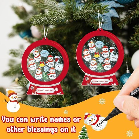 B1ykin Christmas Shaking Globe Craft Kit - 12Pcs DIY Family Members Names Snow Globe Hanging Ornaments with Glitter Diamond Marker Pen, Christmas Tree Party Decor for Home School Activity(Gingerbread) in Saudi Arabia