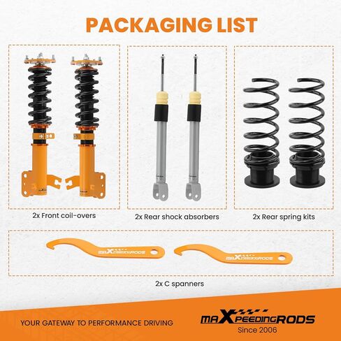 maxpeedingrods Coilovers لنيسان ألتيما 2002-2006، لنيسان ماكسيما 2004-2008، طقم تعليق كويلوفيرز قابل للتعديل للارتفاع، طقم خفض التخميد مسبقًا 1-3 بوصة ذهبي in Saudi Arabia