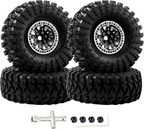 4PCS 1.9Inch Beadlock Honeycomb Rims and Voodoo Tire Set for 1/10 TRX4 TRX6 SCX10 RC Crawler Car (Blue) in Saudi Arabia