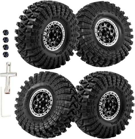 4PCS 1.9Inch Beadlock Honeycomb Rims and Voodoo Tire Set for 1/10 TRX4 TRX6 SCX10 RC Crawler Car (Blue) in Saudi Arabia