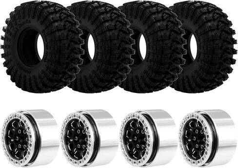 4PCS 1.9Inch Beadlock Honeycomb Rims and Voodoo Tire Set for 1/10 TRX4 TRX6 SCX10 RC Crawler Car (Blue) in Saudi Arabia
