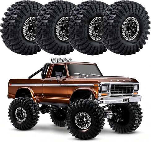 4PCS 1.9Inch Beadlock Honeycomb Rims and Voodoo Tire Set for 1/10 TRX4 TRX6 SCX10 RC Crawler Car (Blue) in Saudi Arabia