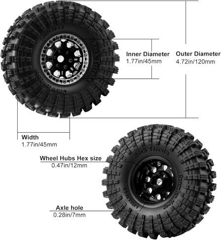 4PCS 1.9Inch Beadlock Honeycomb Rims and Voodoo Tire Set for 1/10 TRX4 TRX6 SCX10 RC Crawler Car (Blue) in Saudi Arabia