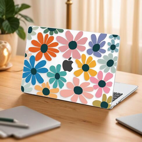 AKIT متوافق مع حافظة MacBook Air 13 بوصة 2025 2024 2023 2022 M4 M3 M2 A3240 A3113 A2681، غطاء صلب للكمبيوتر المحمول مع واقي شاشة + غطاء لوحة مفاتيح لجهاز MacBook Air 13.6 بوصة - زهور ملونة in Kuwait