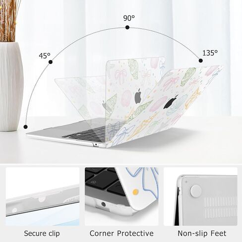 حافظة MOSISO متوافقة مع جهاز MacBook Air 13 بوصة 2025 2024 2023 2022 M4 A3240 M3 A3113 M2 A2681، غطاء صلب من البلاستيك وغطاء لوحة مفاتيح وواقي شاشة لجهاز MacBook Air 13.6 بوصة، صدف وعقدة فيونكة in Saudi Arabia