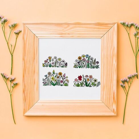 4 PCS Flowers Background Clear Stamps for Card Making, Daisy Flowers Rubber Stamps Florial Scenery Transparent Stamp Seal for Crafting DIY Scrapbooking Photo Album Decorations in Saudi Arabia